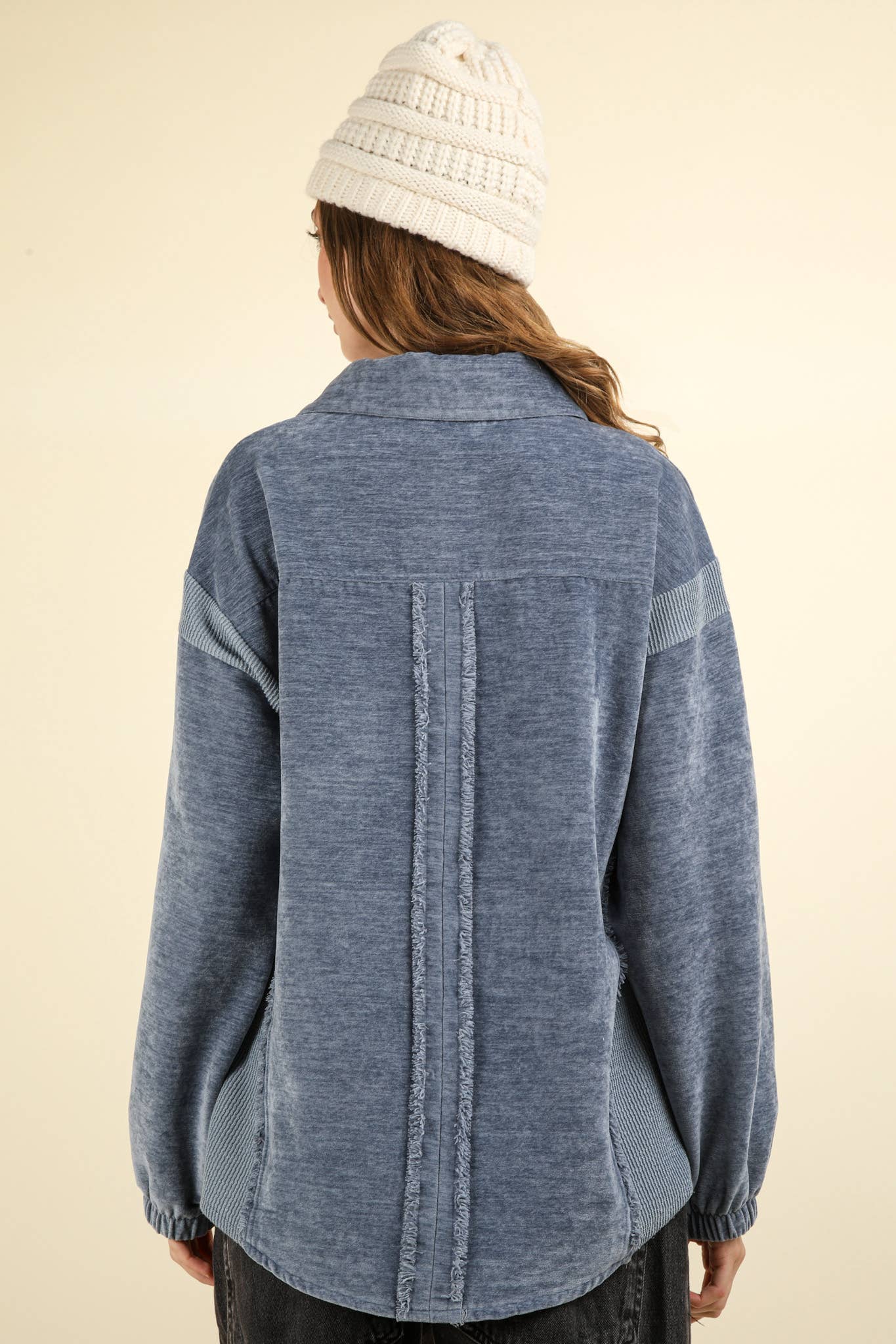 Did You See Button Down Cozy Shacket Jacket: - DENIM