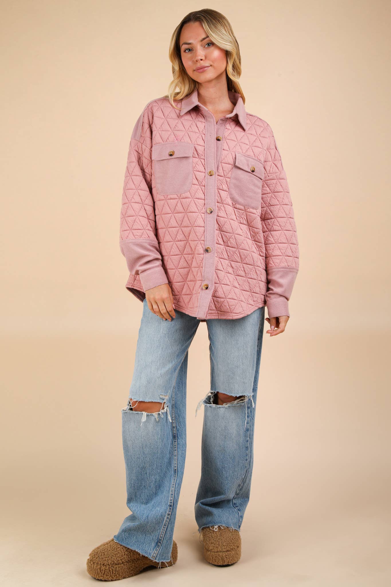 Gangsta Girl Shacket Jacket - BLUSH