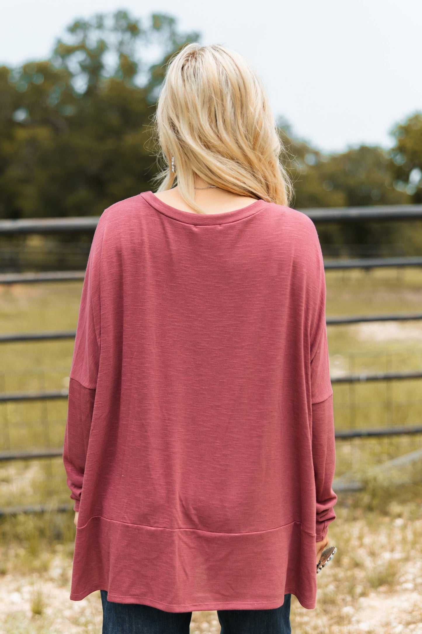 Darcy Cotton Long Sleeve Top - Rose