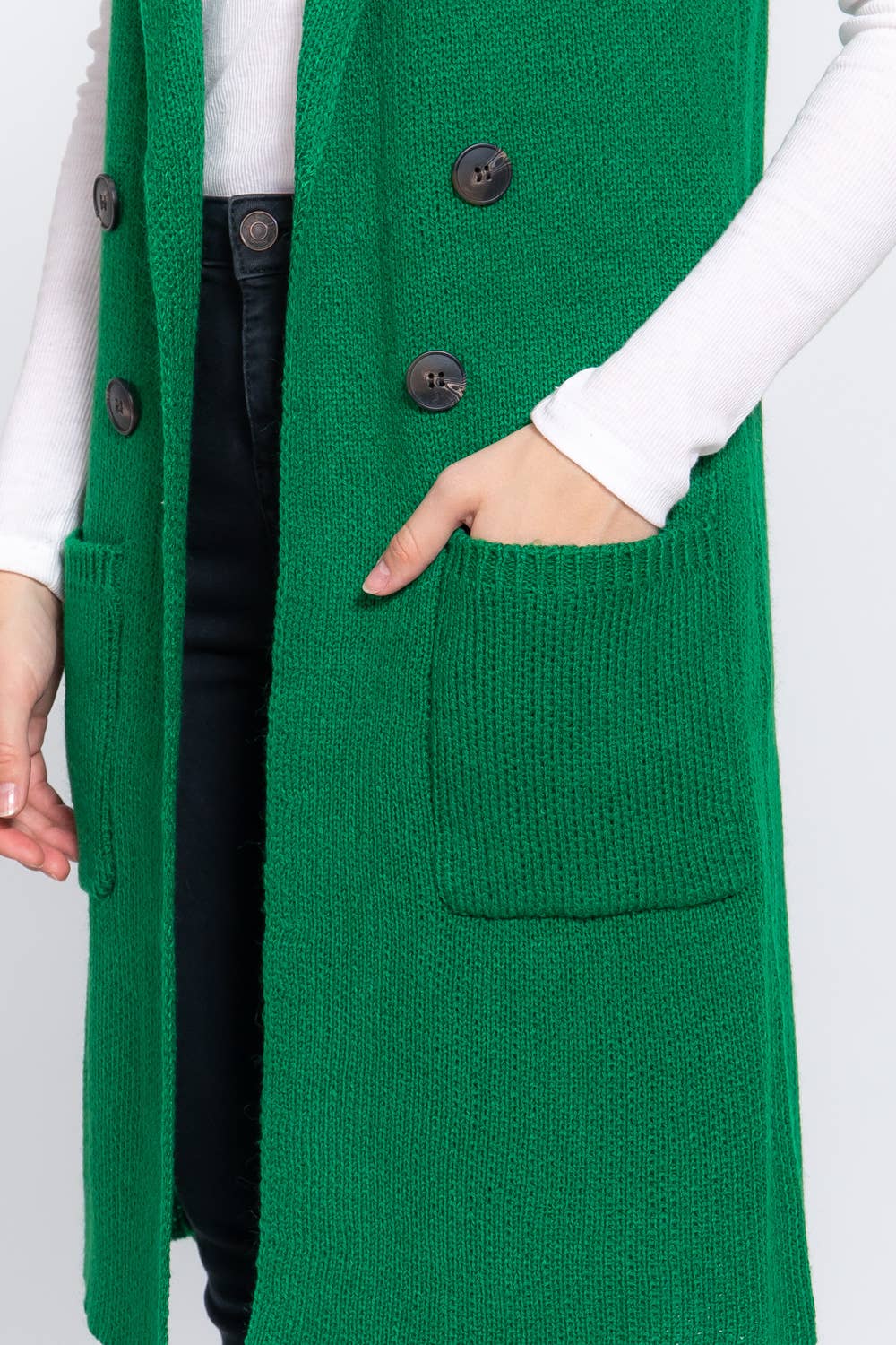 Fully Paid Long Sweater Vest - Green