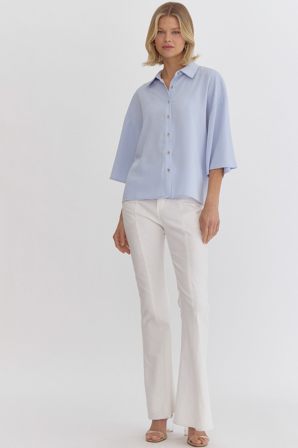 Breeze Button Down Blouse – Blue