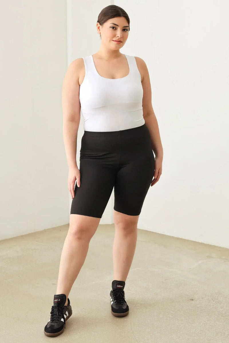 Daisy Plus Size Knee Length Yoga Shorts - Black