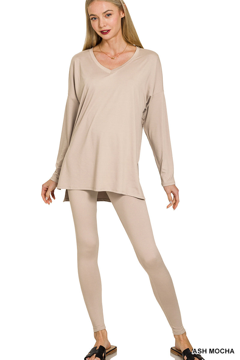 Hit The Road Brushed Loungewear Set - Mocha