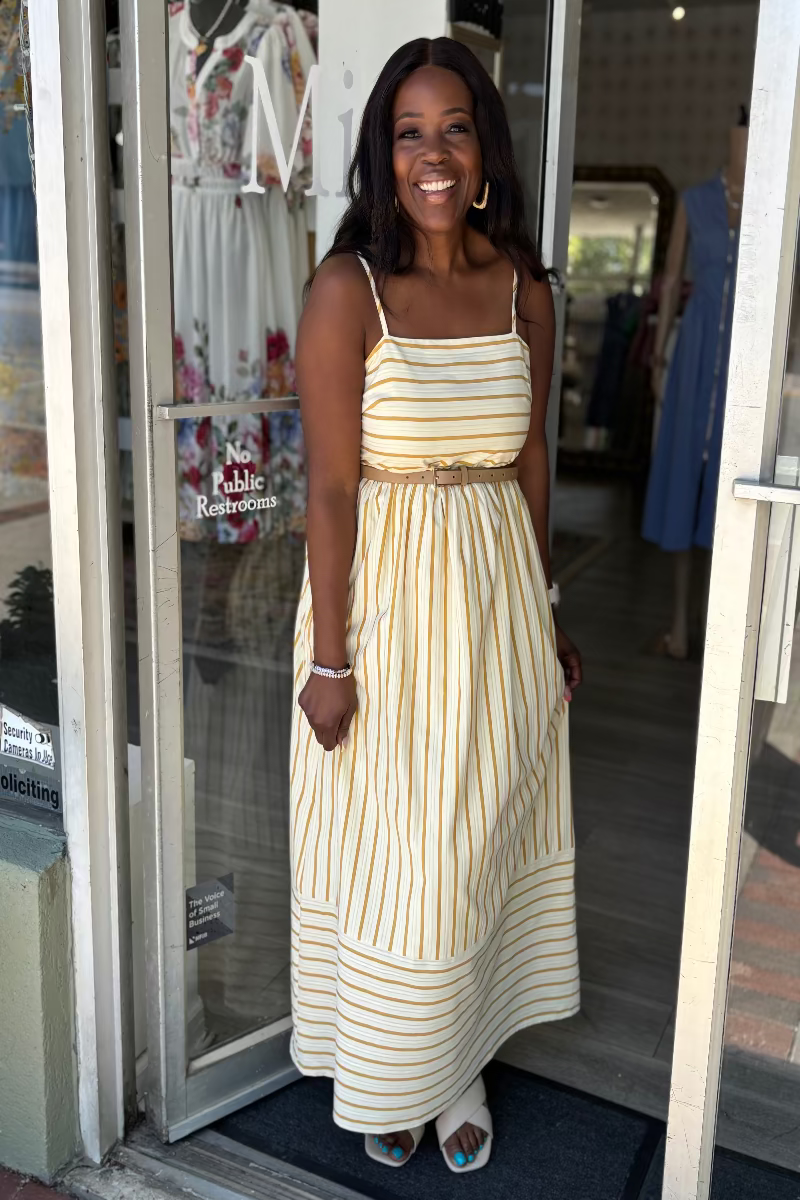 Honey Striped Maxi Dress | Square Neck