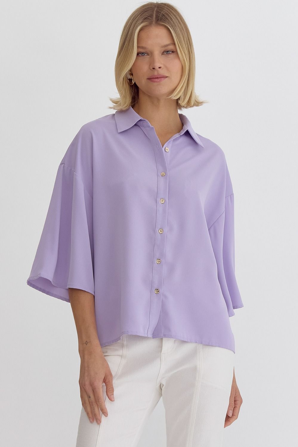Breeze Button Down Blouse – Lavender