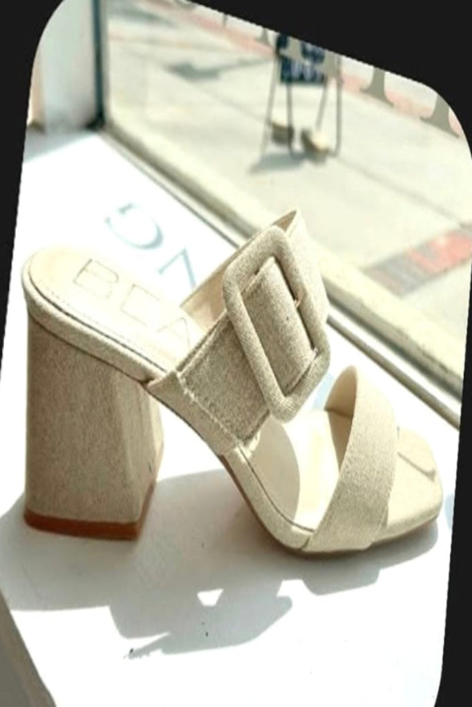 Lucy Natural Linen Sandal - Linen