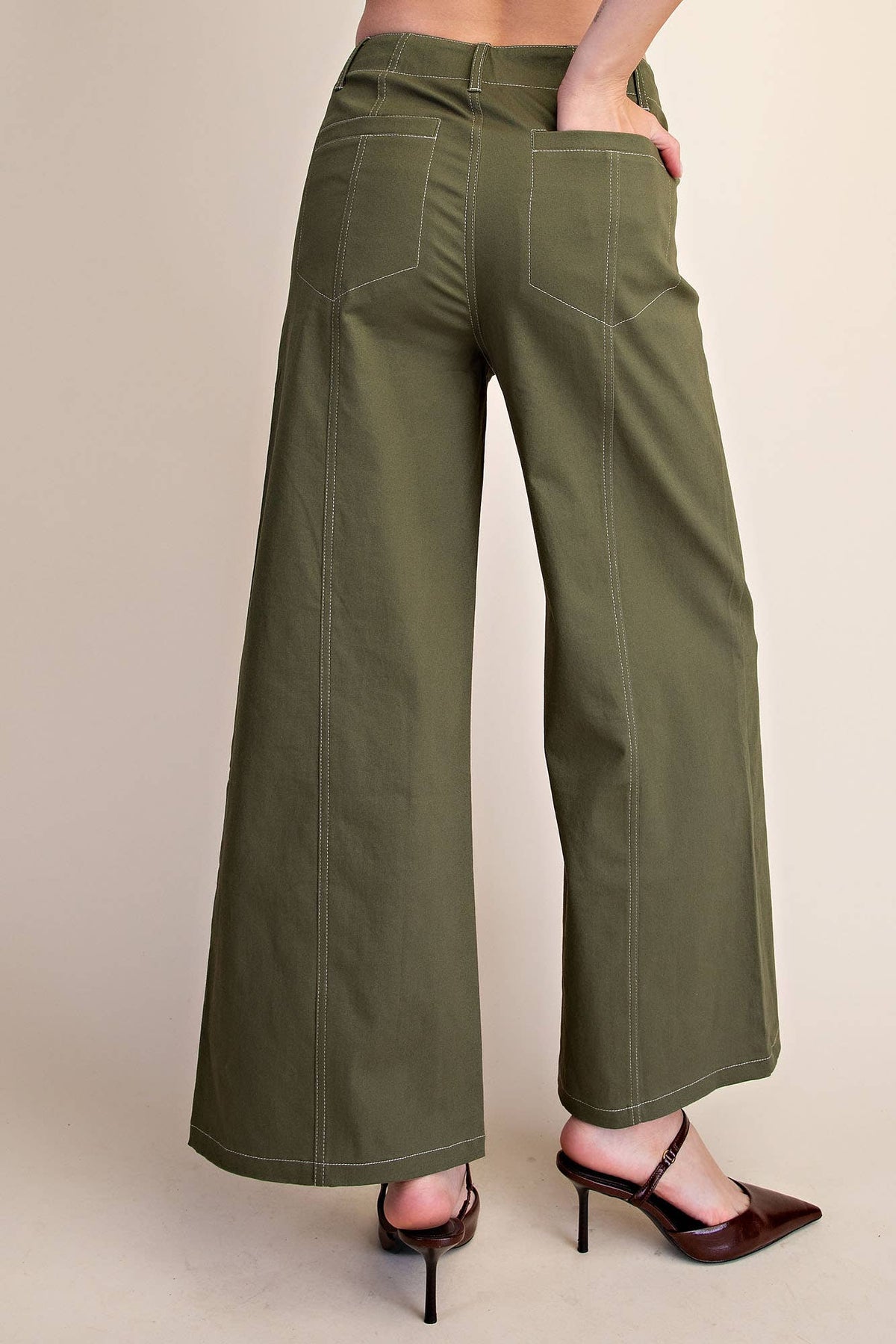 Olive Stitch Seam Pants