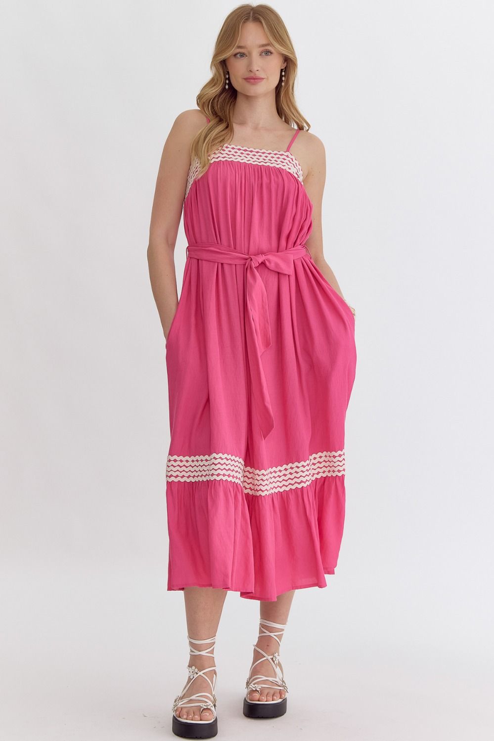 The Sunset Charm Ric Rac Trim Midi Dress
