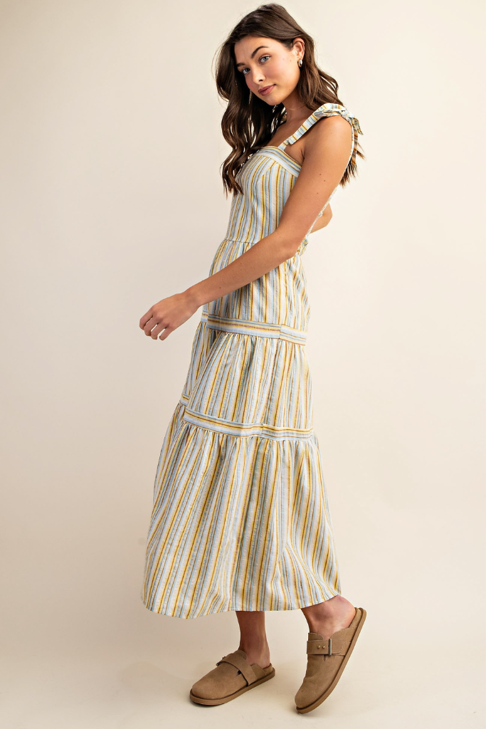 In My Favor Striped Maxi Dress - Yellow