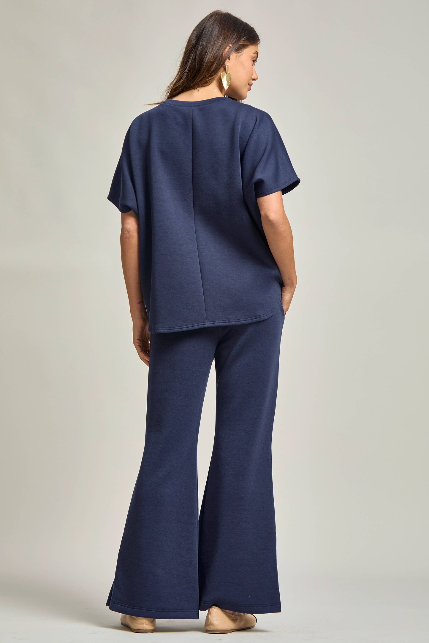 Beverly Poncho Top and Bell Bottom Set - Navy