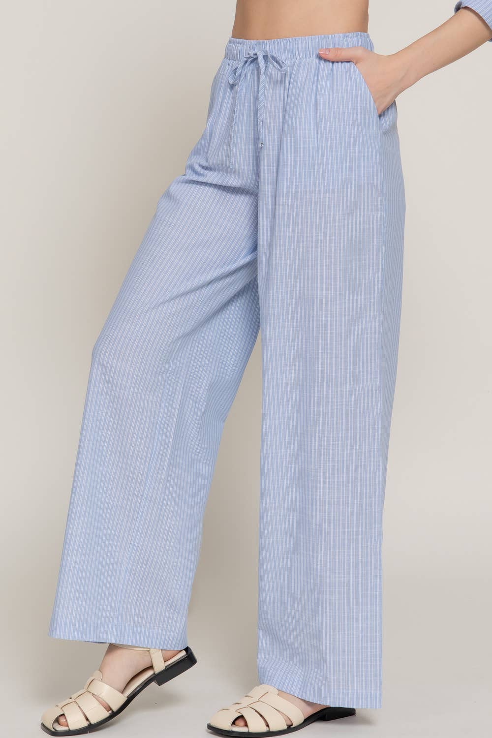 Piper Stripe Gauze Pants - Blue