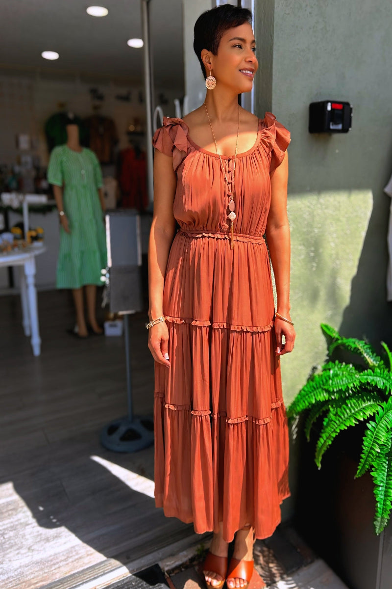 Classic Confidence Dress Maxi Dress - Brown