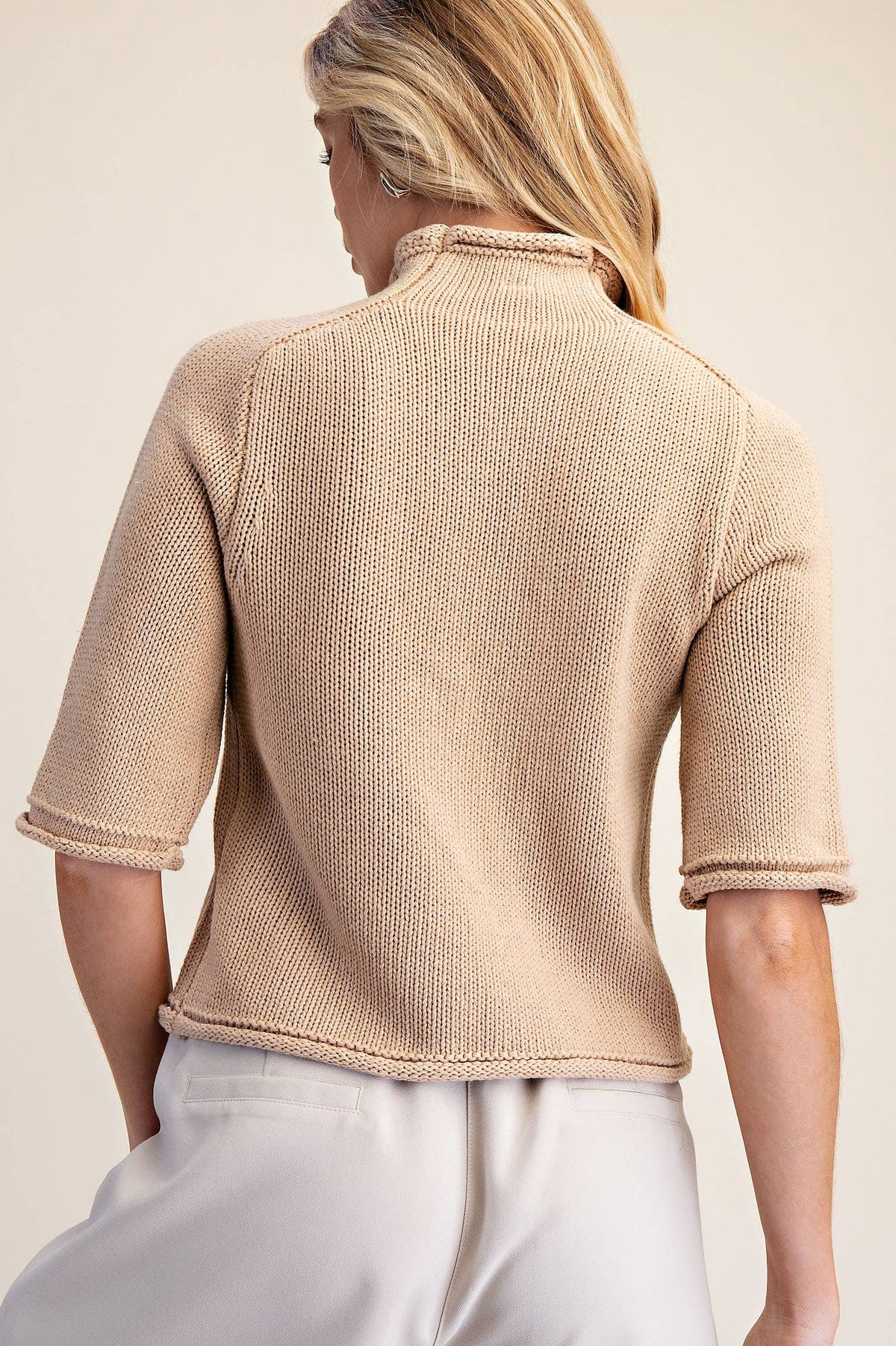 Taupe Short Sleeve Sweater Cardigan