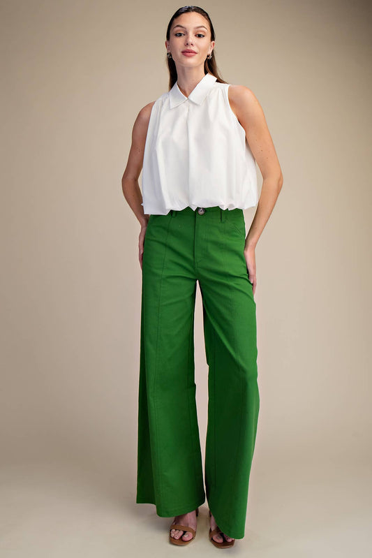 Allie High Rise Wide Leg Pants - Green