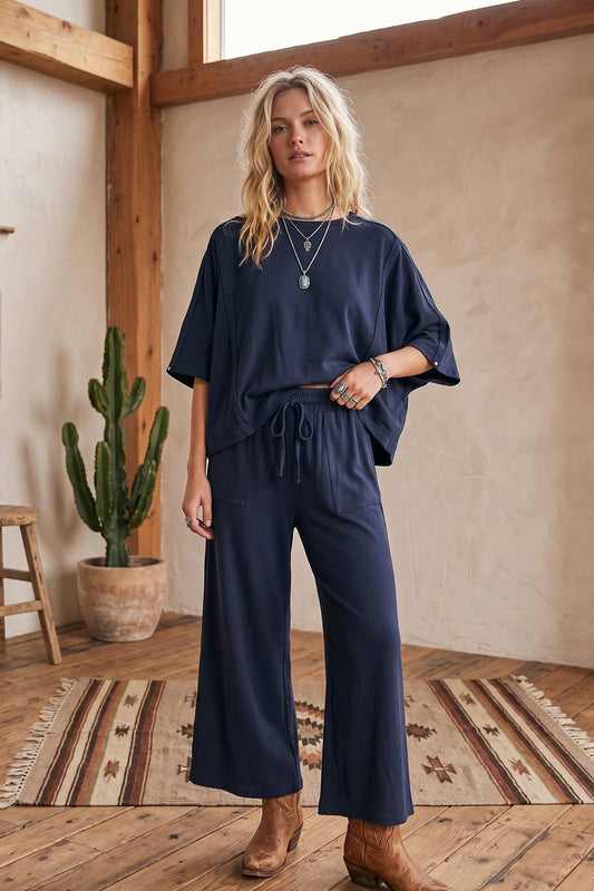 Navy Brushed Boxy Lounge Set