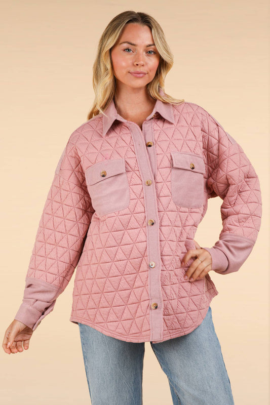 Gangsta Girl Shacket Jacket - BLUSH