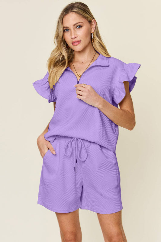 Errand Ready Drawstring Shorts Set - Lavender