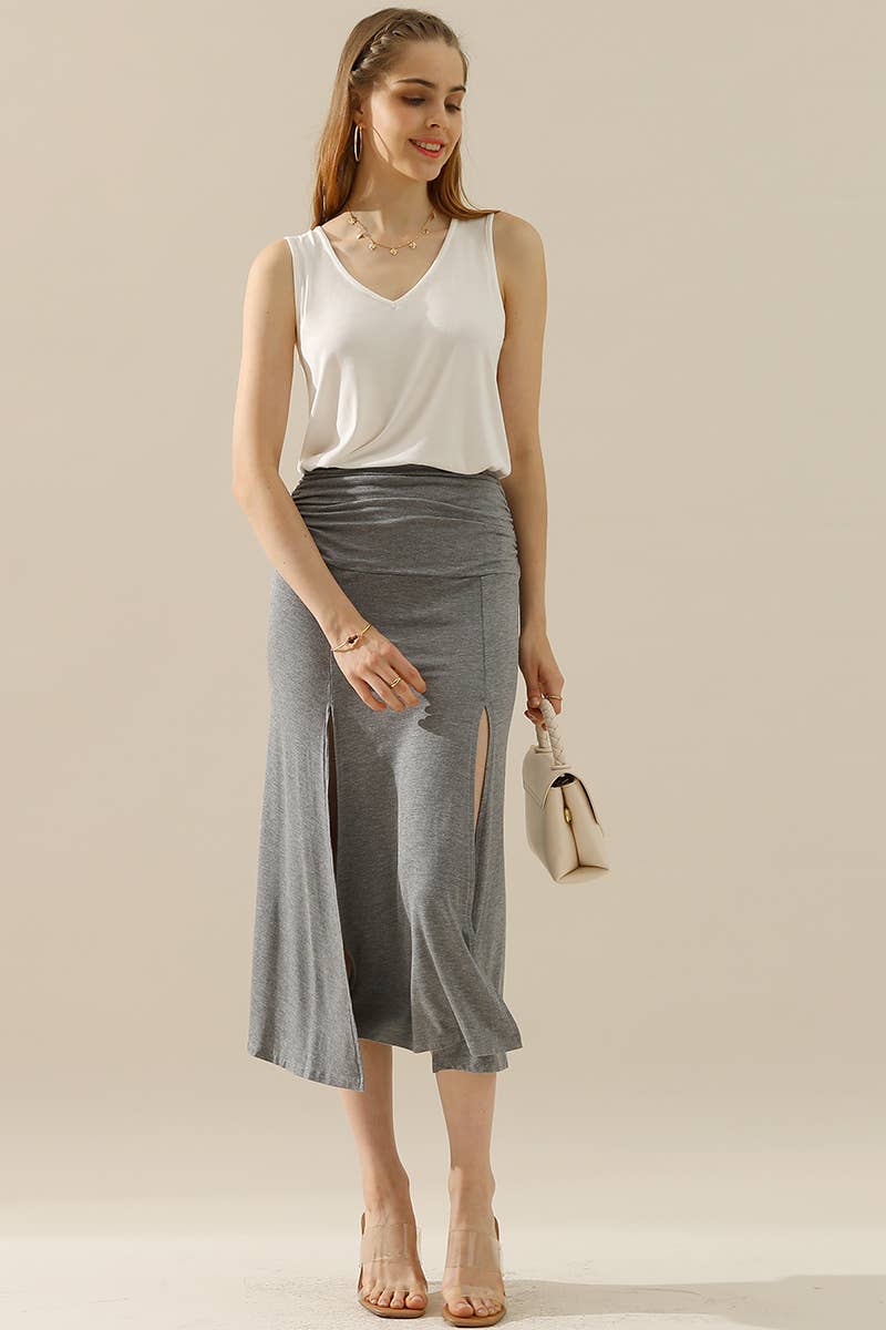 V NECK SLEEVELESS T-SHIRT - Off White
