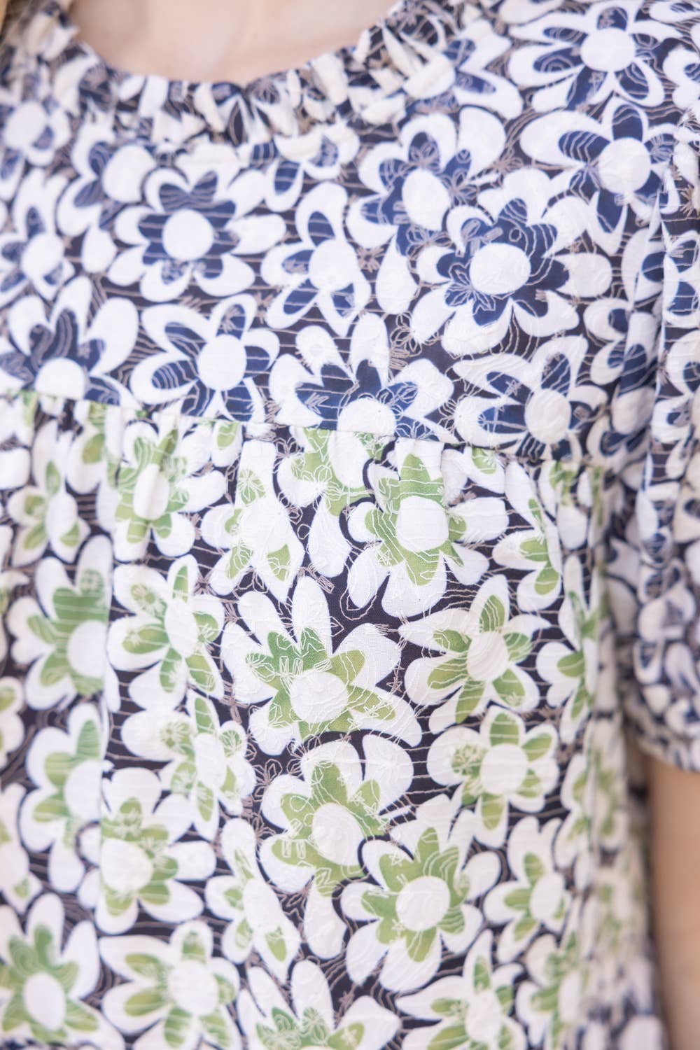 Justine Come On Floral Embroidered Print Tiered Dress - Navy