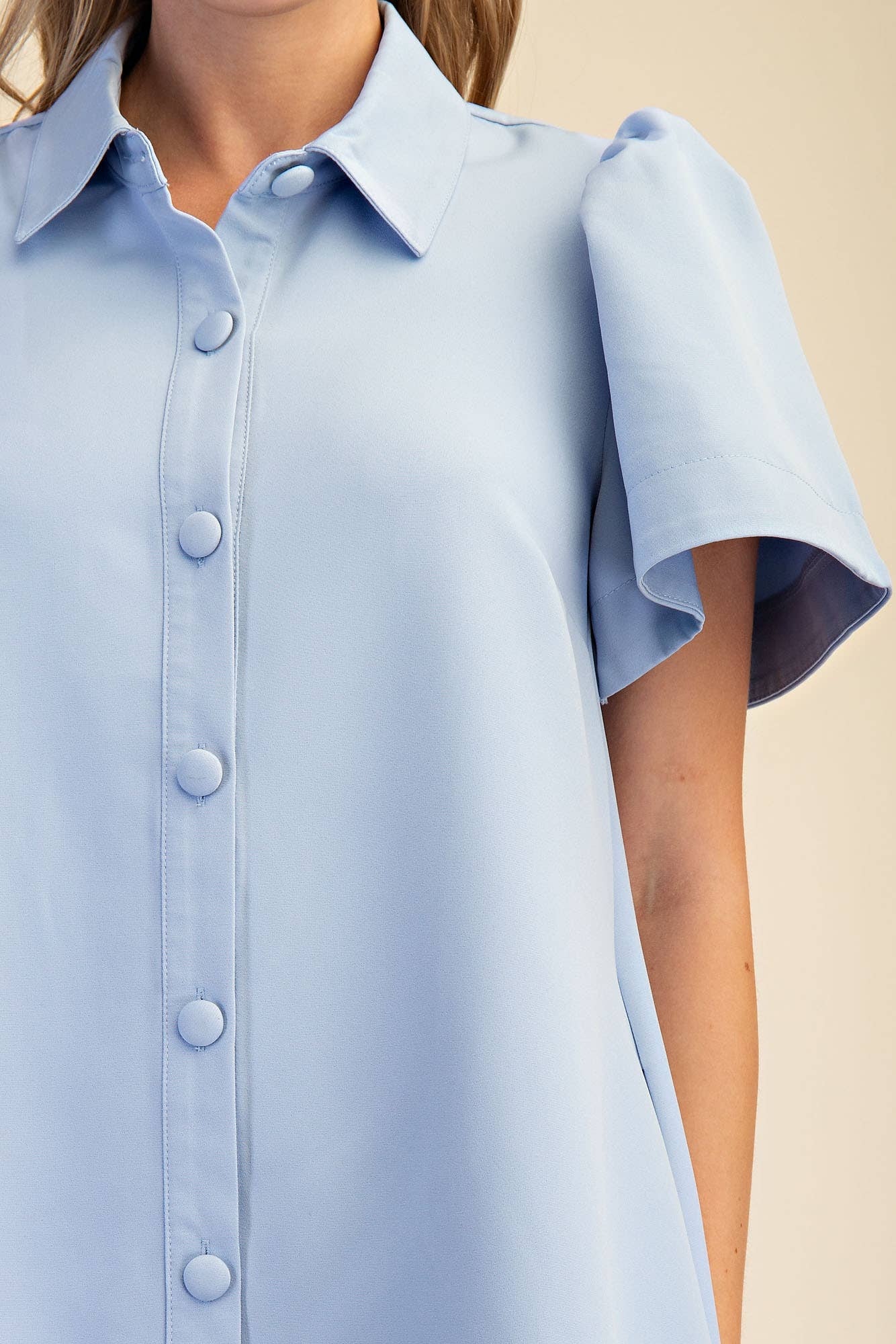 Asher Collar Neck Button Down Mini Dress - Blue