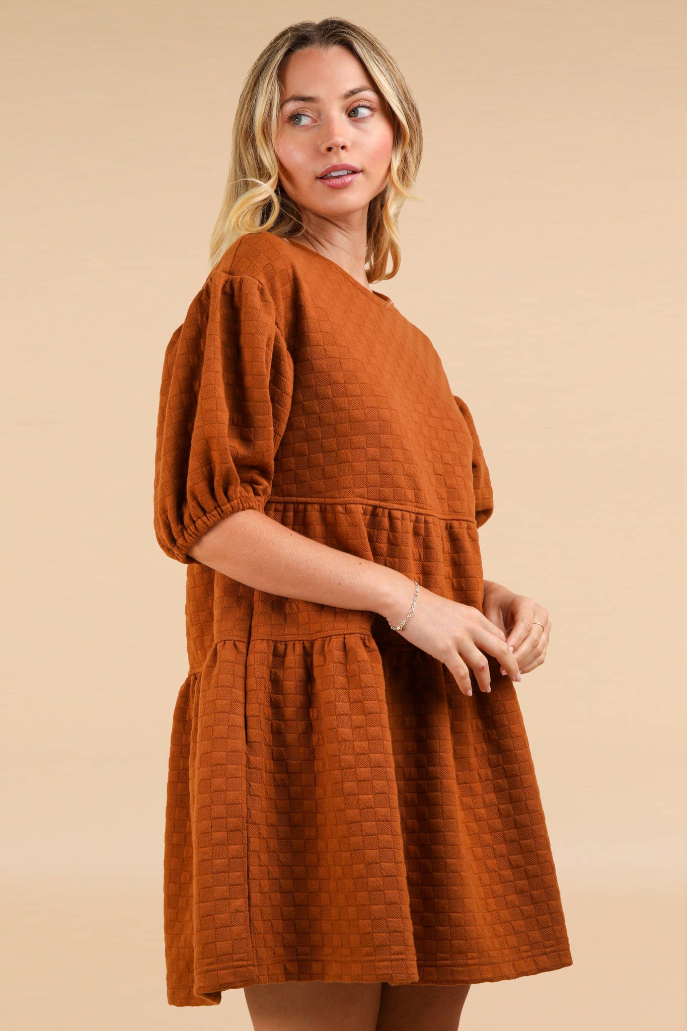 Stop Being So Babydoll Mini Dress - CAMEL