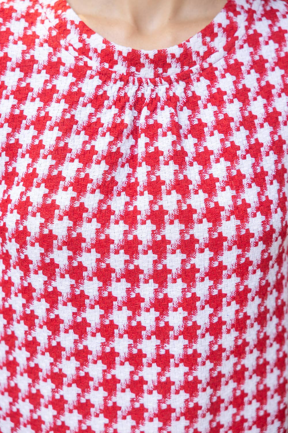 Memphis Ready Houndstooth Dress: Red