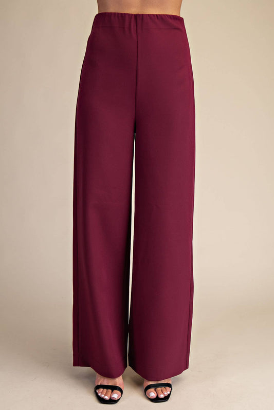 Burgundy Wide Leg Pants