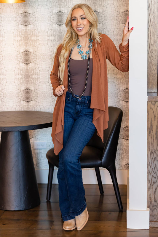 Charlie Lightweight Cardigan - Rust