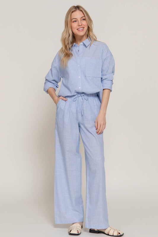 Piper Stripe Gauze Pants - Blue
