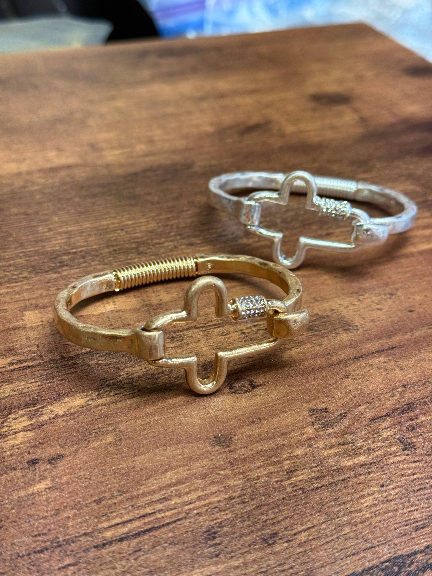 BLING Cross Cuff Bracelet- Gold