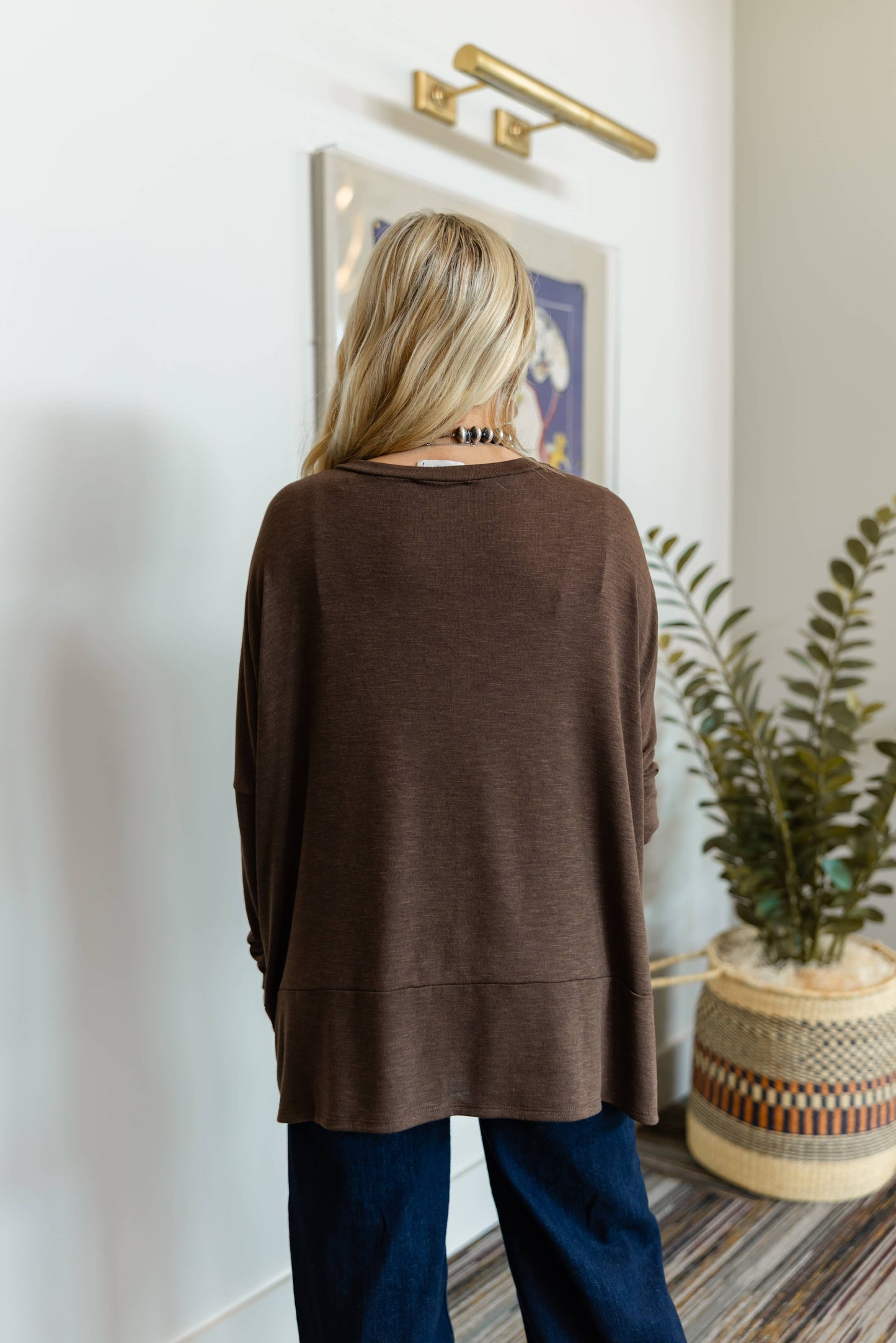 Darcy Cotton Long Sleeve Top: Chocolate