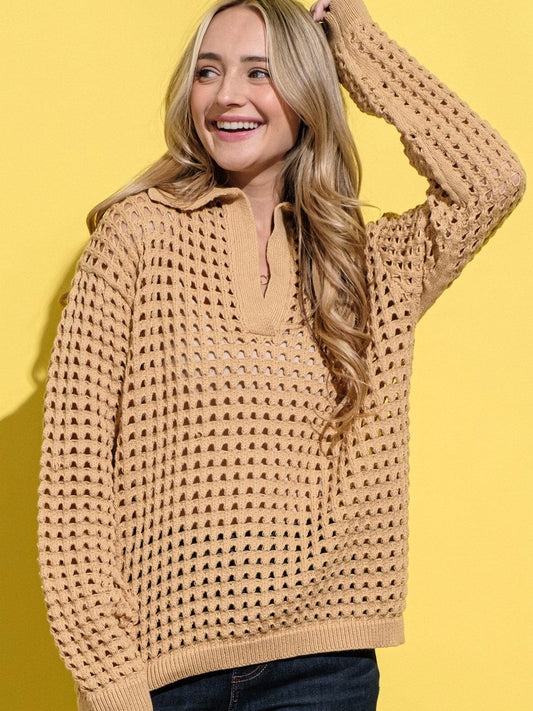 ALLANY LONG SLEEVE V-NECK LOOSE FIT TOP