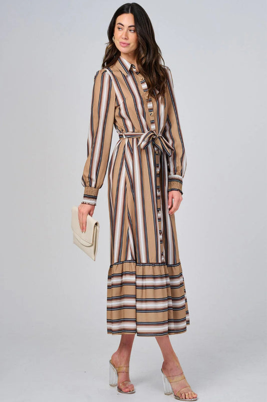 Clover All Stripes Maxi Dress - Brown