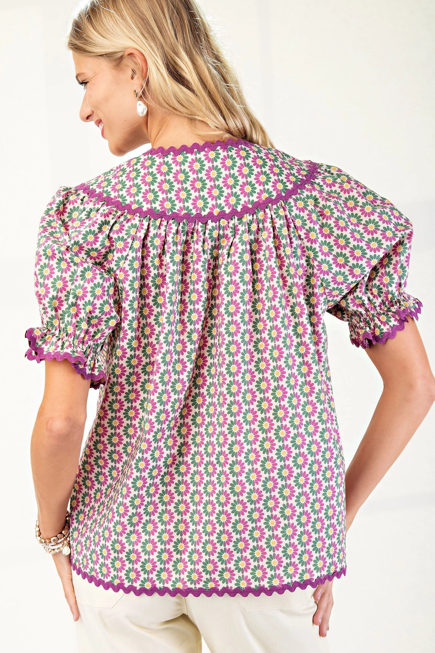 All Ric-Rac Here Printed Top - Purple Mix