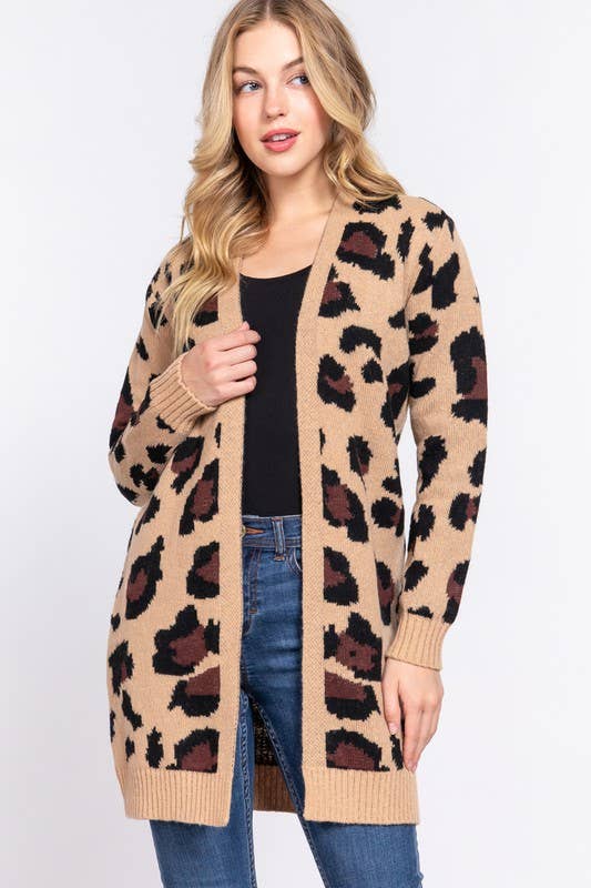 Baby I'm Yours Sweater Cardigan - Animal Print