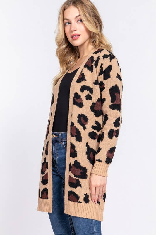 Baby I'm Yours Sweater Cardigan - Animal Print