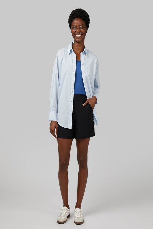Blue and Cool Oversize Button Up Shirt - Blue