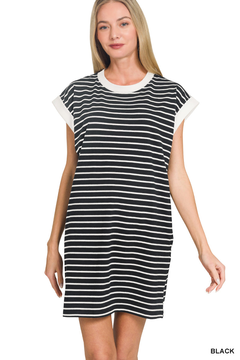 Everyday Ease Striped Dress - Black
