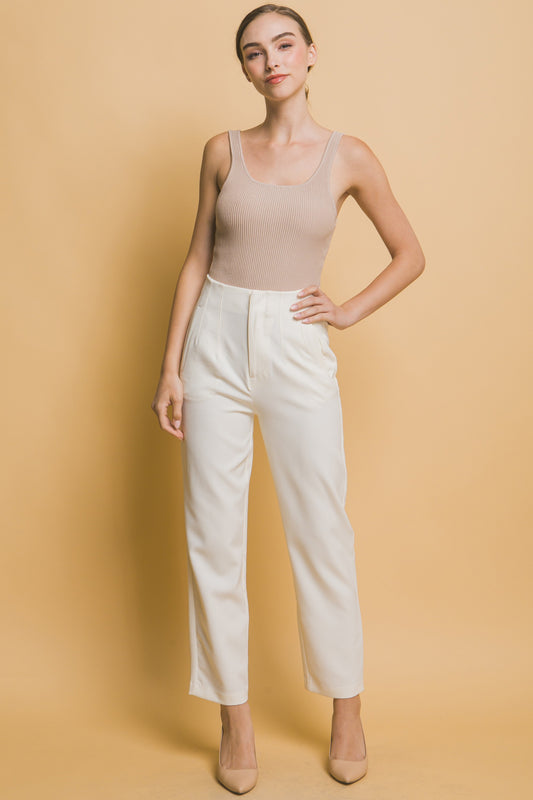 Come On With Me High Waisted Pants-White