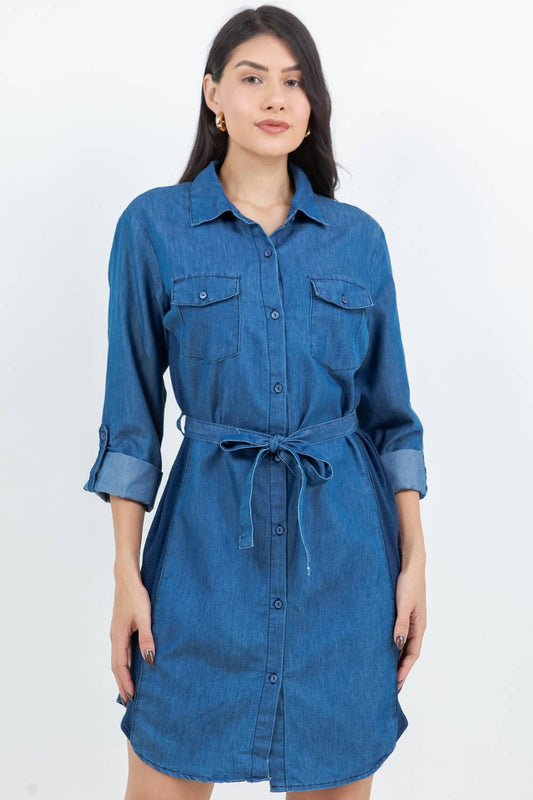 Eve Chambray Shirtdress - Denim