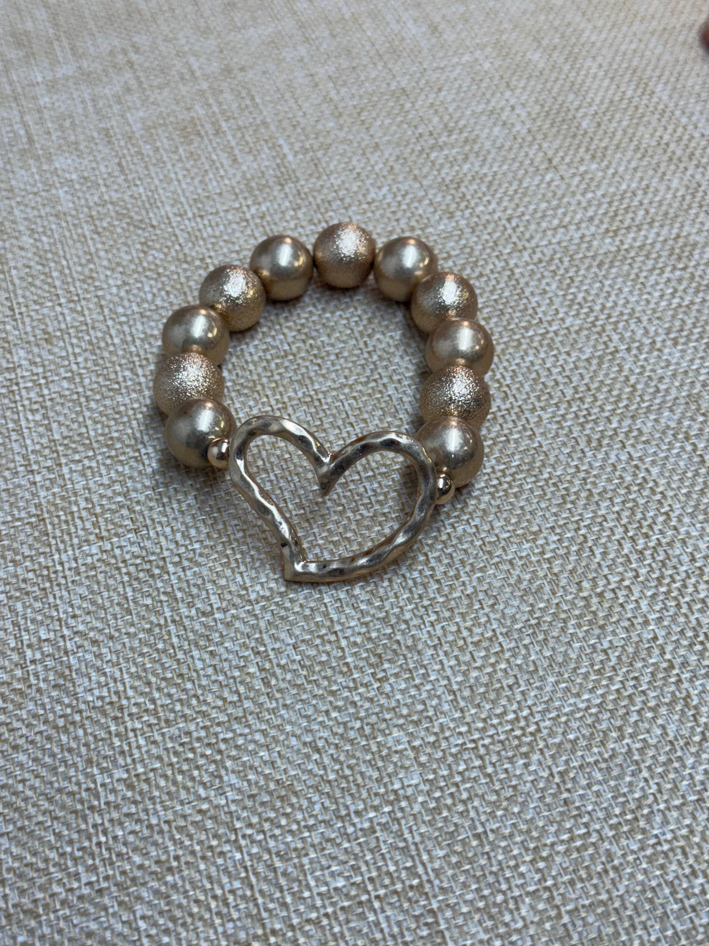 Hammered Heart Chunky Beaded Bracelet