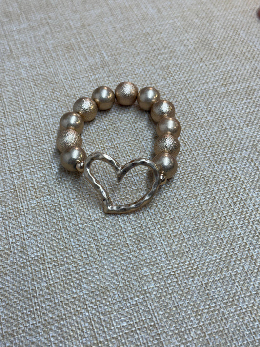 Hammered Heart Chunky Beaded Bracelet