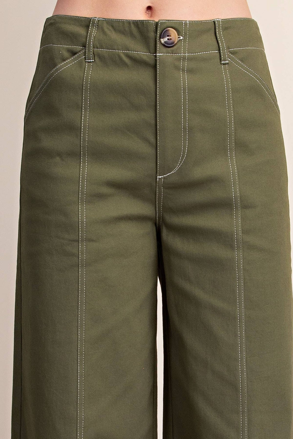 Olive Stitch Seam Pants