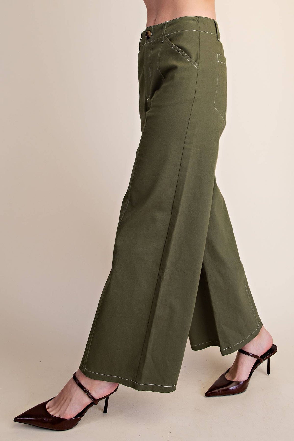 Olive Stitch Seam Pants