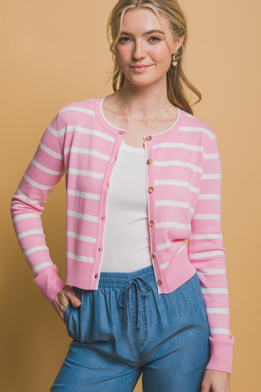 Pink Out Stripe Cardigan - Pink