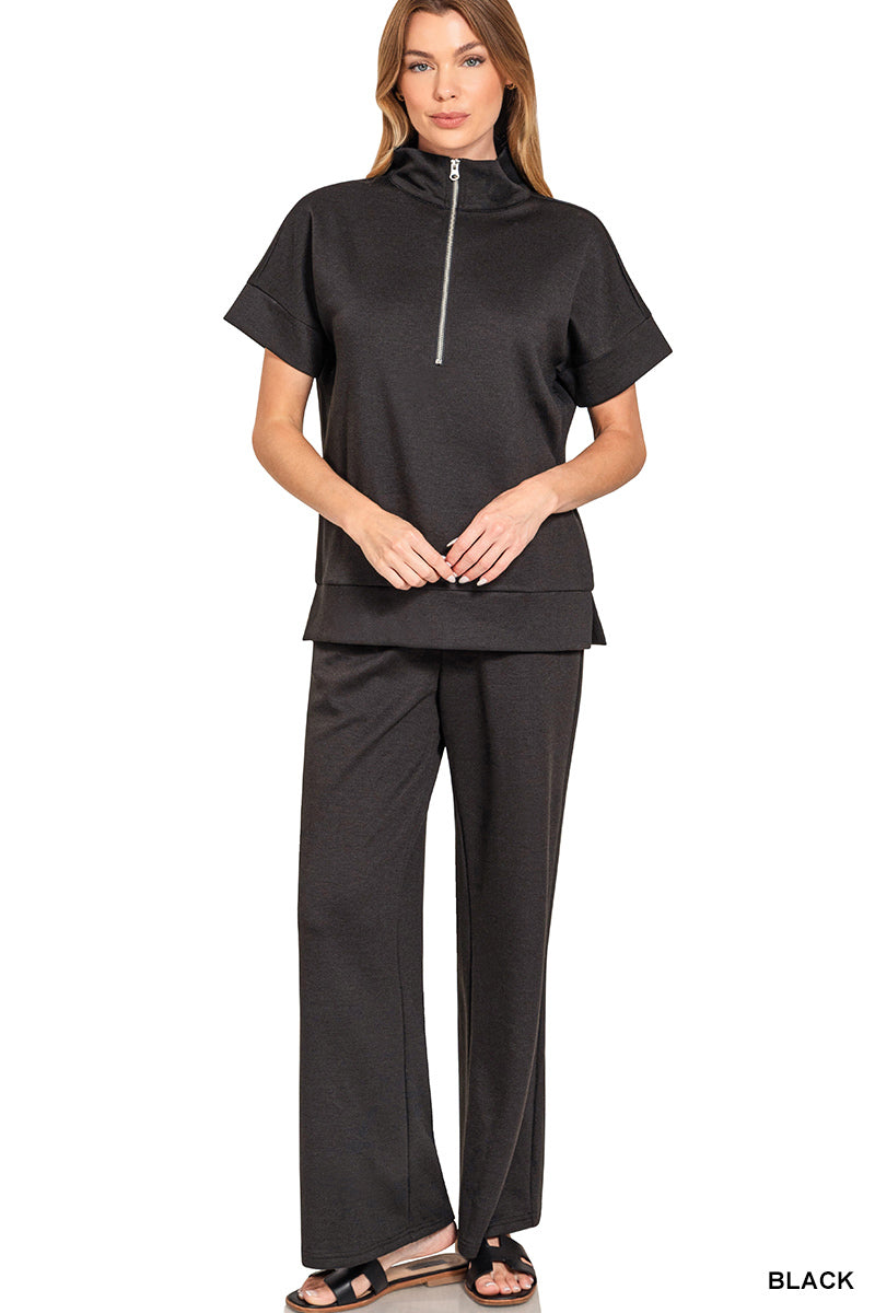 Scottie High Neck Top & Pants Set- Black