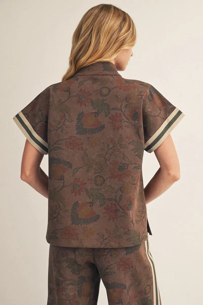 The Autumn Bloom Zip-Up Top – Brown