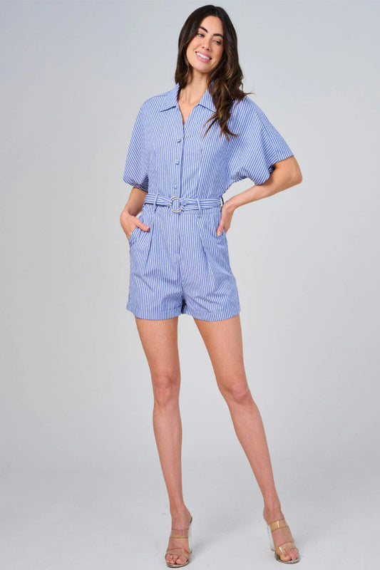 This or That Stripes Romper - Blue
