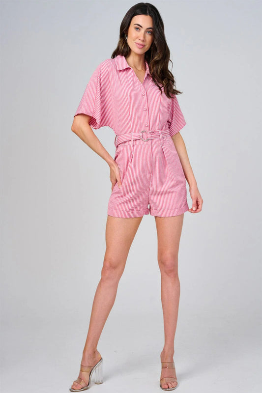 This or That Stripes Romper - Red