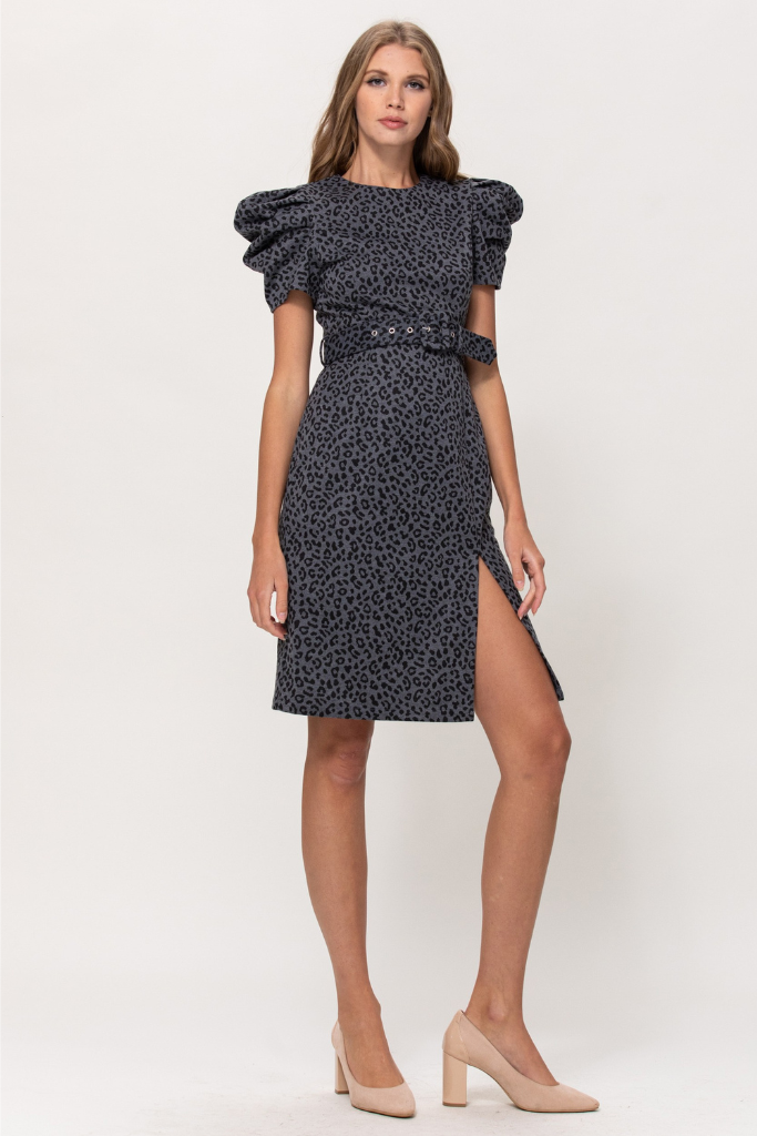 Sounds Like Fun Printed Midi Dress - Charcoal